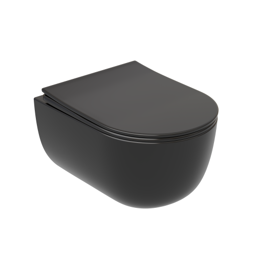 Унитаз подвесной Ceramica Nova MODENA CN6063MB черный матовый с сиденьем микролифт безободковый душевой смыв