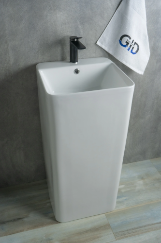 Раковина керамическая Gid Autonomo 81117 42х41 напольная цвет белый 1 отверстие под смеситель