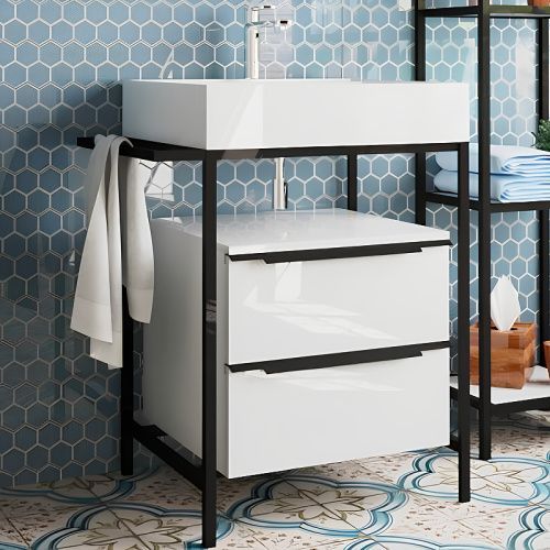 Тумба с раковиной Эстет ФР-00003613 71х50х88 напольная цвет белый/черный