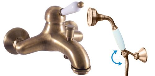 Смеситель для ванны и душа LABE L554.5/2SM настенный бронза