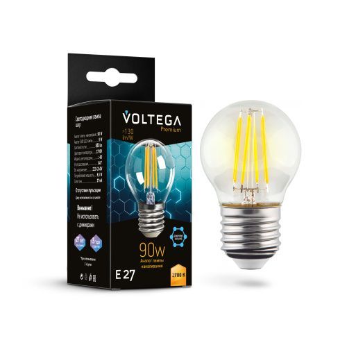 Лампа светодиодная Voltega Globe E27 9W Graphene 7223