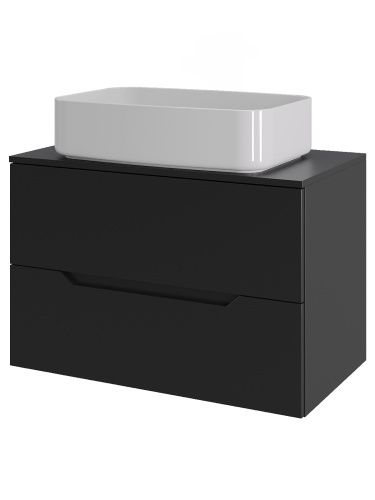 Тумба с раковиной Orange Line Li-70TubMDF+B07-600W 70х46х71 подвесная цвет черный матовый