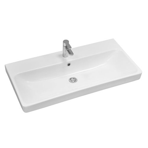Раковина из сантехнического фарфора Aquaton Адриана 1WH501629 90х50 накладная цвет белый 1 отверстие под смеситель