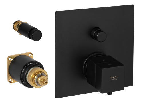 Смеситель для душа Remer Q-Elegance QT09KBNO встраиваемый в стену черный с термостатом