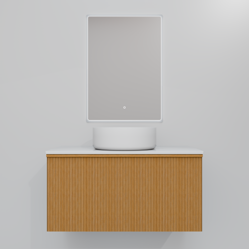 Тумба с раковиной+зеркало Art Decco Andy (Энди) AAN08W11S3M0 80x45x40 подвесная цвет белый дуб