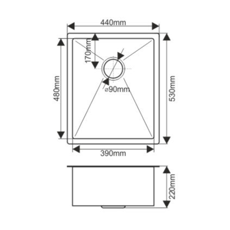 Кухонная мойка Melana ProfLine H4453 сатин 44х53 цвет сатин поверхность матовая - фото 3