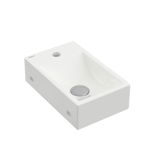 Раковина из сантехнического фарфора Berges Small 182010 37х23 подвесная цвет белый глянцевый 1 отверстие под смеситель