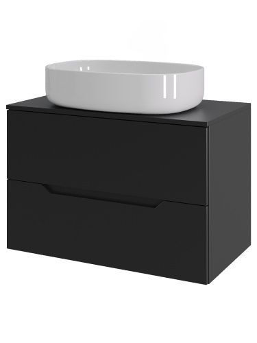 Тумба с раковиной Orange Line Li-70TubMDF+B08-600W 70х46х71 подвесная цвет черный матовый