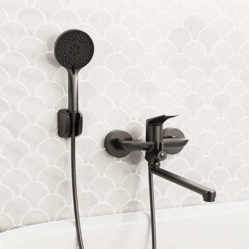 Смеситель для ванны Tokito MITSUISHI TOK-MIT-1015GM настенный вороненая сталь