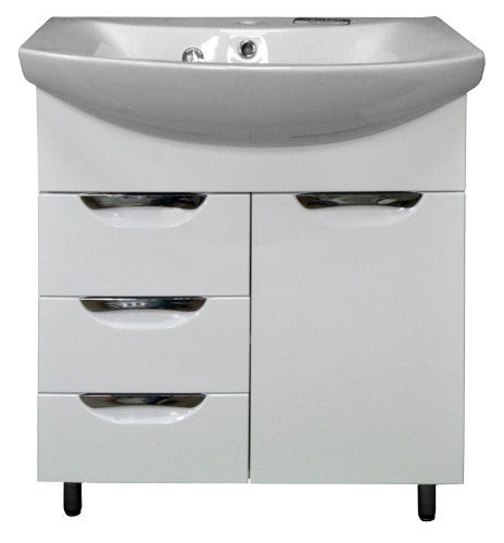 Тумба с раковиной Loranto Стиль CS00068934 70х45х86 напольная цвет белый глянцевый