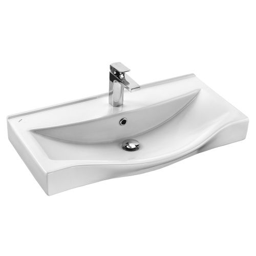 Раковина из сантехнического фарфора Aquaton Беверли 1WH302422 80х50 накладная цвет белый 1 отверстие под смеситель