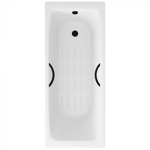 Ванна чугунная Delice Biove DLR220509RB-AS 170х75 пристенная прямоугольная без ножек с черными матовыми ручками и антискользящим покрытием