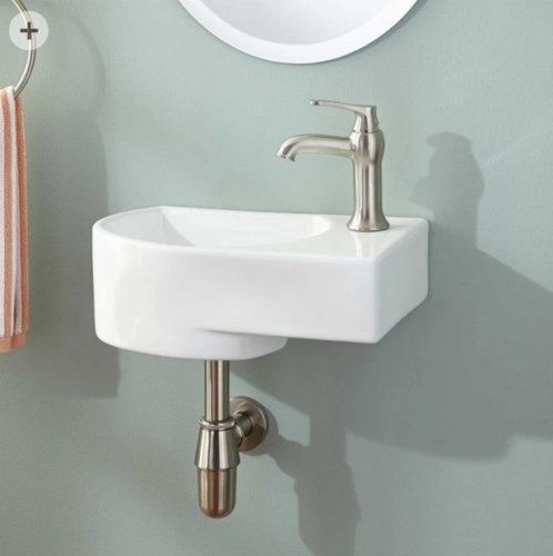 Раковина из санфаянса CeramaLux 9273L 41х27 подвесная цвет белый 1 отверстие под смеситель