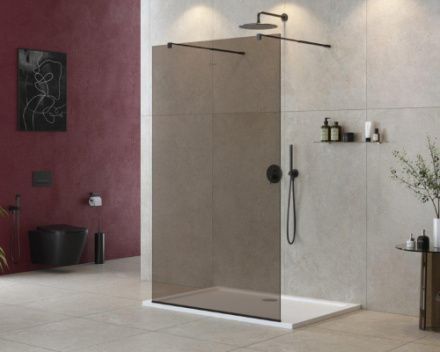 Душевая перегородка Cezares LIBERTA LIBERTA-L-2-120-BR-NERO 120х195 стекло тонированное профиль черный