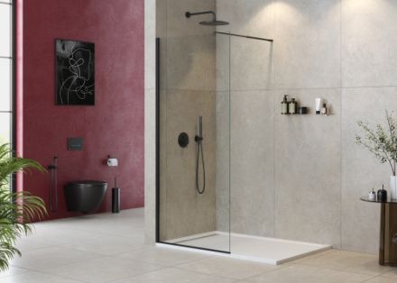 Душевая перегородка Cezares LIBERTA LIBERTA-L-1-90-C-NERO 90х195 стекло прозрачное профиль черный