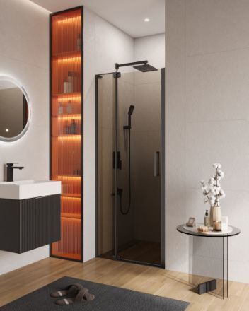 Душевая дверь Cezares SLIDER SLIDER-B-1-80/90-BR-NERO 80х195 стекло тонированное профиль черный