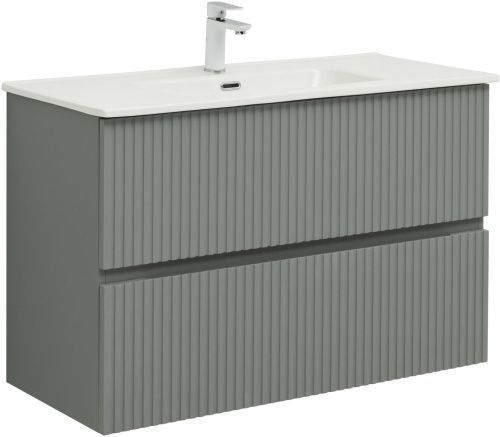 Тумба под раковину Aquanet Джейн 00313320 99х44х64 напольная/подвесная цвет зеленый/серый