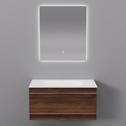 Тумба с раковиной+зеркало Art Decco Bridget (Бриджит) ABR08W22S1M0 80x45x40 подвесная цвет черный орех