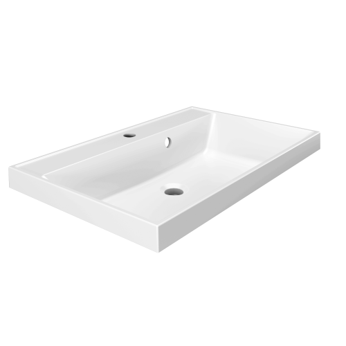 Раковина из литьевого мрамора Paola Paola Alba 700 70х45 полувстраиваемая цвет белый глянцевый 1 отверстие под смеситель