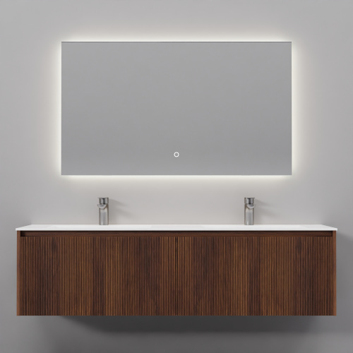 Тумба с раковиной+зеркало Art Decco Camilla (Камилла) ACM15W22D1MF 150x45x40 подвесная цвет черный орех