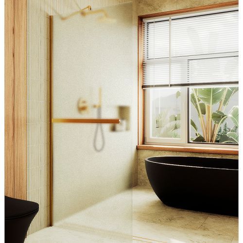 Душевая перегородка Maybah Glass MGD-713-3ш 109х195 стекло тонированное профиль золото глянцевое