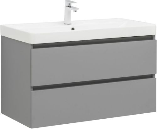 Тумба под раковину Aquanet Вега 2.0 00337962 89х46х50 подвесная цвет зеленый/серый