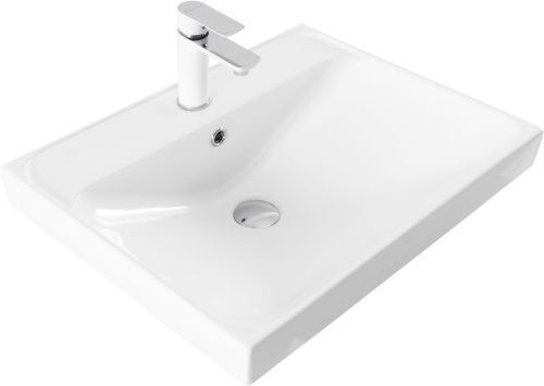 Раковина керамическая Aquanet Flash 00333266 61х47 полувстраиваемая цвет белый 1 отверстие под смеситель