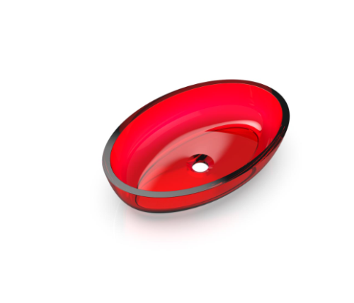 Раковина из полимера Knief Oval Shape 70201040 60х40 накладная цвет красный без отверстий под смеситель