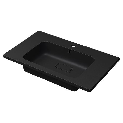 Раковина из искусственного камня Uperwood Lagoon Quartz 297000016 80х48 полувстраиваемая цвет черный