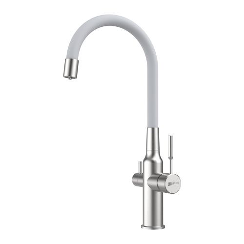 Смеситель для кухни LeMark Expert LM5083S-White на мойку сталь/белый