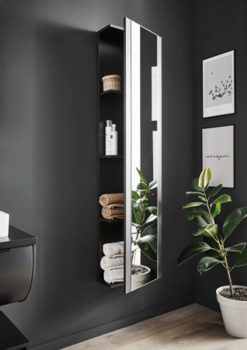 Шкаф-пенал Puris Rounds HOG104001R(777/177)  подвесной цвет серый матовый