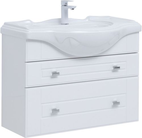 Тумба под раковину Aquanet Рондо 00304289 85х33х60 подвесная цвет белый