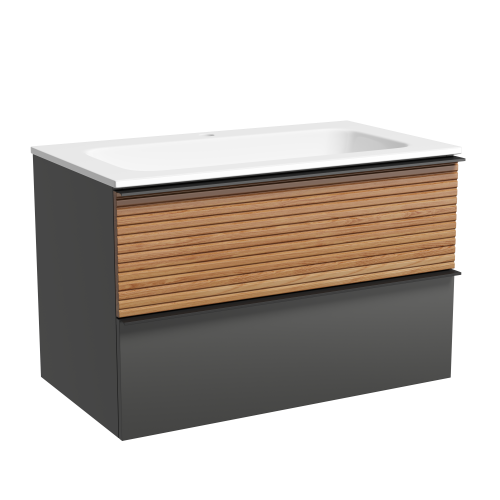 Тумба под раковину Sancos DELTA DL80GR 79х45х50 подвесная цвет дуб красный/графит