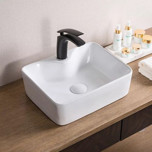 Раковина из санфаянса CeramaLux 7292 40х30 подвесная цвет белый глянцевый 1 отверстие под смеситель