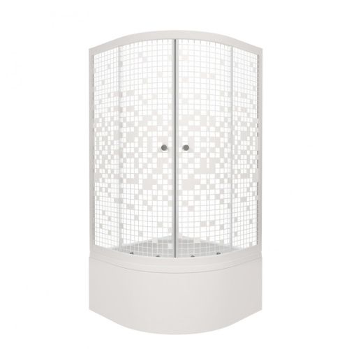 Душевой уголок Тритон Стандарт Щ0000061797 90х90 стекло прозраное с рисунком профиль белый с поддоном