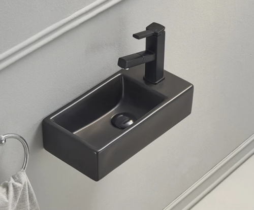 Раковина керамическая Gid Suspendido 62201L 41х21 подвесная цвет черный матовый 1 отверстие под смеситель