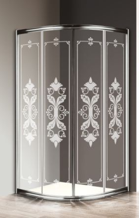 Душевой уголок Cezares GIUBILEO GIUBILEO-R-2-90-SCORREVOLE-CP-Cr 90х90 стекло с рисунком профиль хром глянцевый без поддона