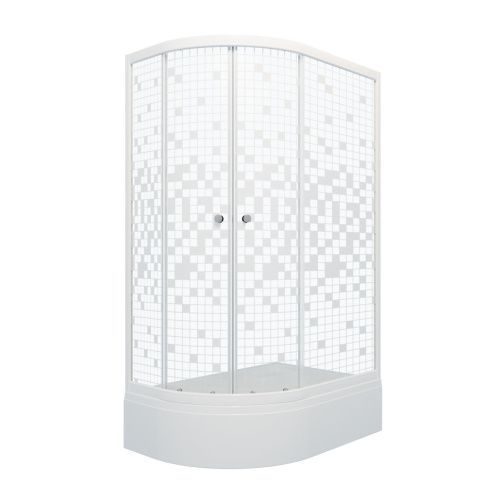 Душевой уголок Тритон Коралл Щ0000061783 120х80 стекло прозраное с узором профиль белый с поддоном