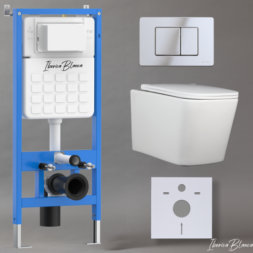 Комплект унитаз с инталляцией и клавишей смыва Iberica Blanca TOLEDO ALTO IB001.TLA.234.1131