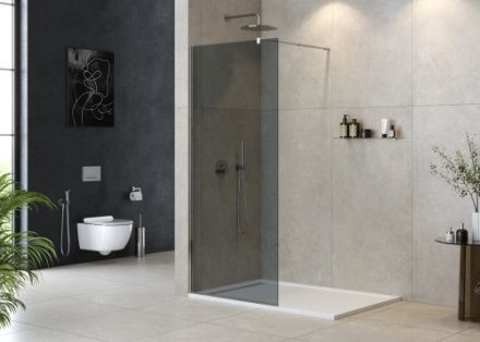 Душевая перегородка Cezares LIBERTA LIBERTA-L-1-90-GR-Cr 90х195 стекло тонированное профиль хром глянцевый