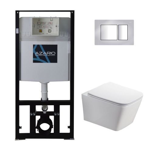 Комплект унитаз с инсталляцией с клавишей смыва Azario  AZ-8010-1000+AZ-8200-0031+AZ-2216 SP