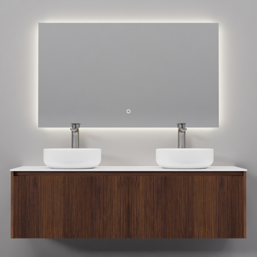 Тумба с раковиной+зеркало Art Decco Camilla (Камилла) ACM14W22D3MF 140x45x40 подвесная цвет черный орех