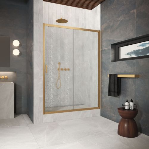 Душевая дверь Vegas-Glass ZP Protec ZP Protec h1900 120 03 02 120х190 стекло рифленое профиль золото
