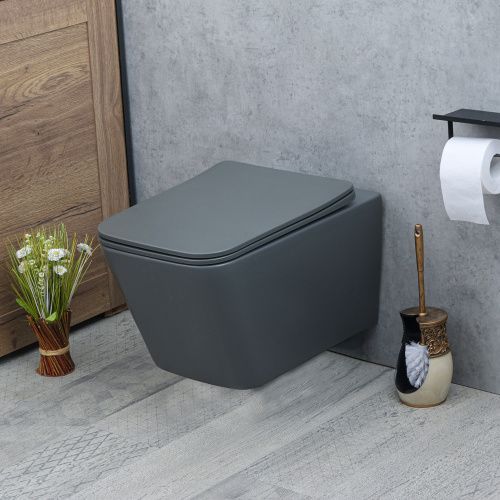 Унитаз подвесной Melana 310304MDG темно-серый с сиденьем микролифт безободковый