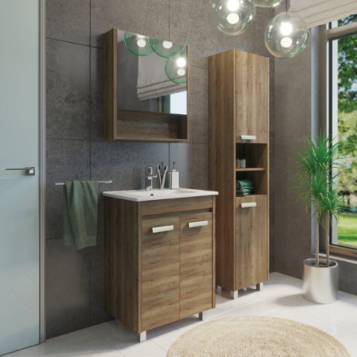 Тумба с раковиной Comforty Марио 00-00004155CF 61х47х86 напольная цвет дуб темный