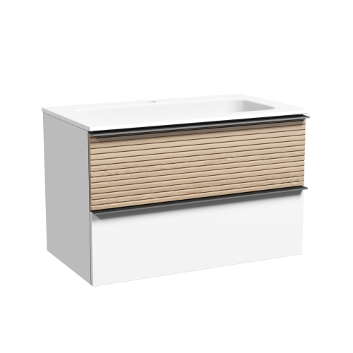Тумба под раковину Sancos DELTA DL80W 79х45х50 подвесная цвет дуб светлый/белый
