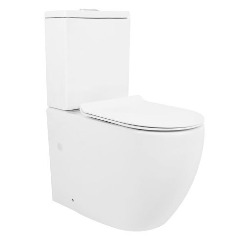 Унитаз-компакт напольный с бачком Azario CORSA AZ-2062S белый с сиденьем микролифт безободковый каскадный смыв