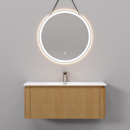 Тумба с раковиной+зеркало Art Decco Coco (Коко) ACC10W14S1MF 100x45x40 подвесная цвет белый дуб