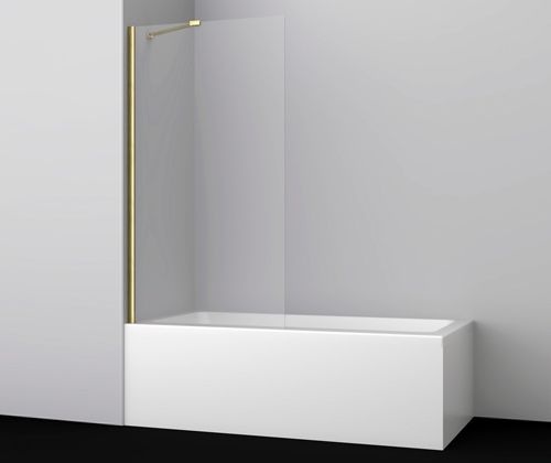 Душевая шторка на ванну Wasserkraft Aisch 55P 55P01-80 80х140 стекло прозрачное профиль золото матовое ориентация универсальная