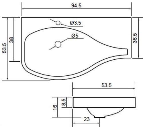 Раковина из литьевого мрамора Aquanet Сопрано НФ-00007873 95х54 полувстраиваемая цвет белый 1 отверстие под смеситель - фото 5
